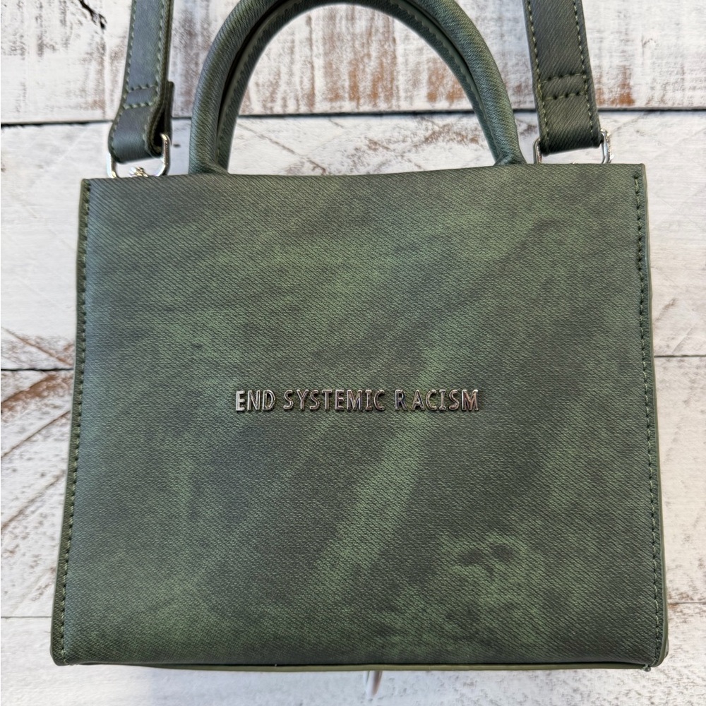 Brandon Blackwood green vegan leather crossbody bag